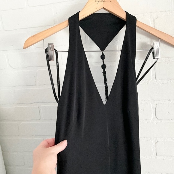 David Meister Gown Maxi Dress Tassel Open back Art deco Black Dark romantic - Picture 4 of 15